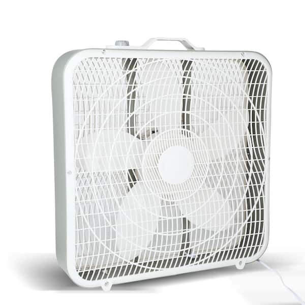 Amucolo 20.9 in. 3-Speed Cooling Table Fan Box Fan with Convenient Carry Handle and Safety Grills in White