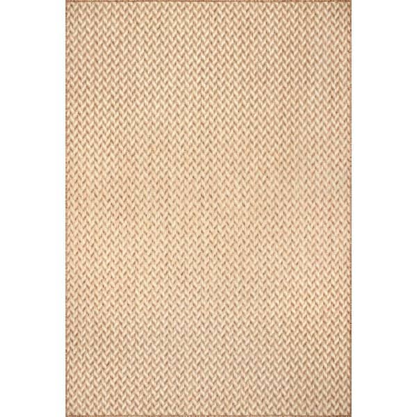 Taraji Herringbone Brown 8 ft. x 8 ft. Outdoor Area Rug