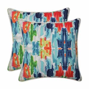Blue Square Outdoor Square Throw Pillow 2-Pack
