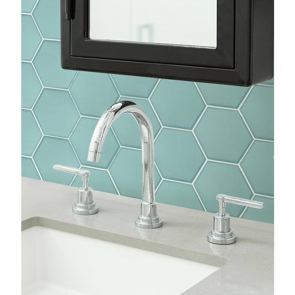 Hexagon Sea Glass Green Peel and Stick Backsplash Tiles