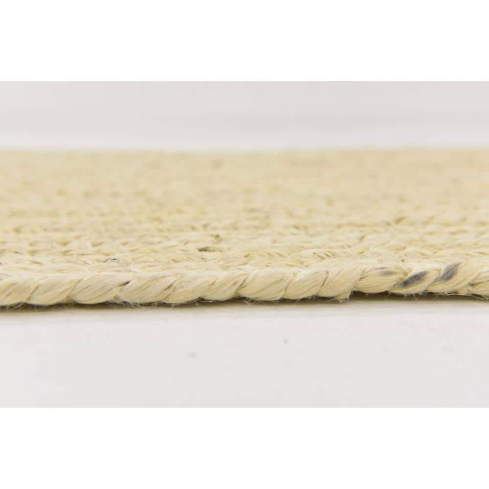 Handmade White Braided Jute Indoor Rug, Easy Care and Stain-resistant