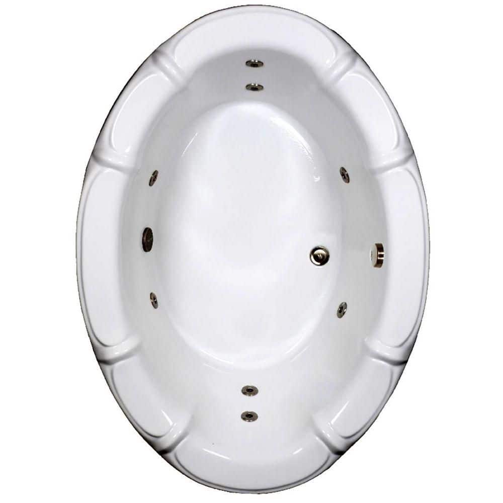 68 in. x 48 in. Oval Drop-in Whirlpool Bathtub with Center Drain in White price history on PriceWatchPro