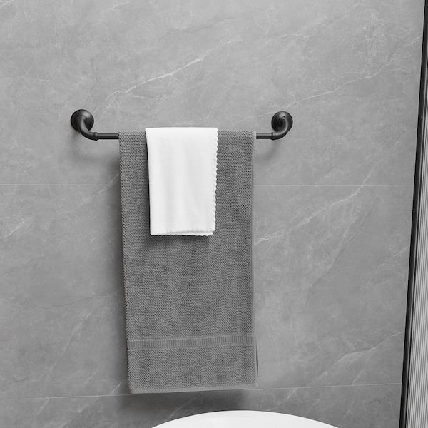Bathroom Hardware Set 4-Piece Bath Hardware Set with Towel Bar, Robe Hook, Toilet Paper Holder in Matte Black