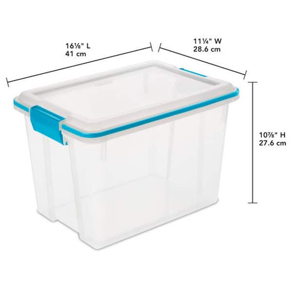 Gyedtr Gasket Box, Stackable Storage Bin With Latching Lid And Tight Seal Plastic Container To Organize Basement Clear Base And Lid