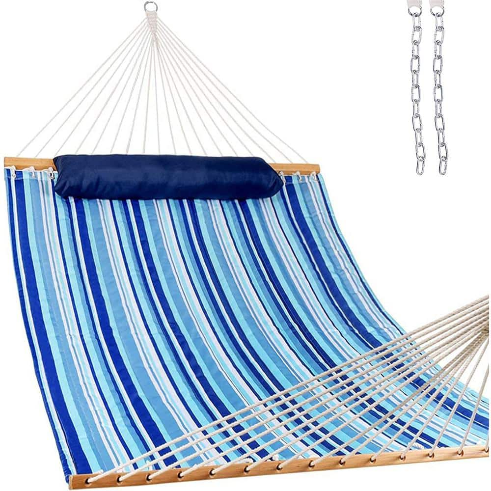 12 Ft. Quilted Fabric Hammock With Pillow, Double 2 Person Hammock ...