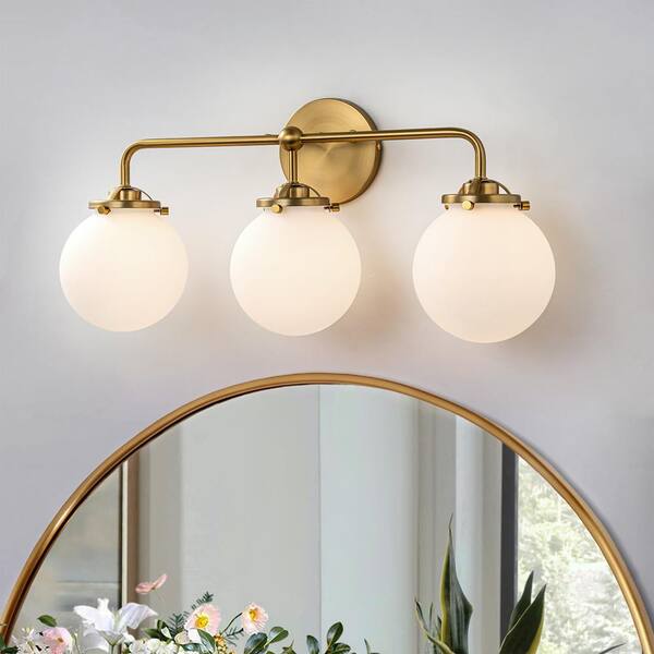 EDISLIVE Wade Modern 23 in. 3-Light Brass Bathroom Vanity Light white ...