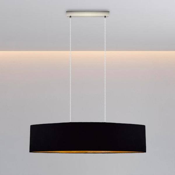 Satin Nickel Maserlo 72" Contemporary Black and Gold Pendant Light