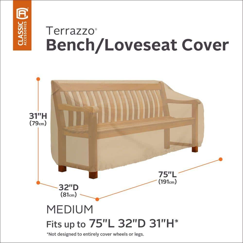 Medium Beige All-Weather Patio Bench Cover with Air Vents