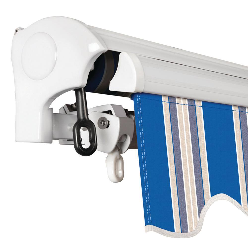 Luxury Ocean Blue Stripes Motorized Retractable Awning