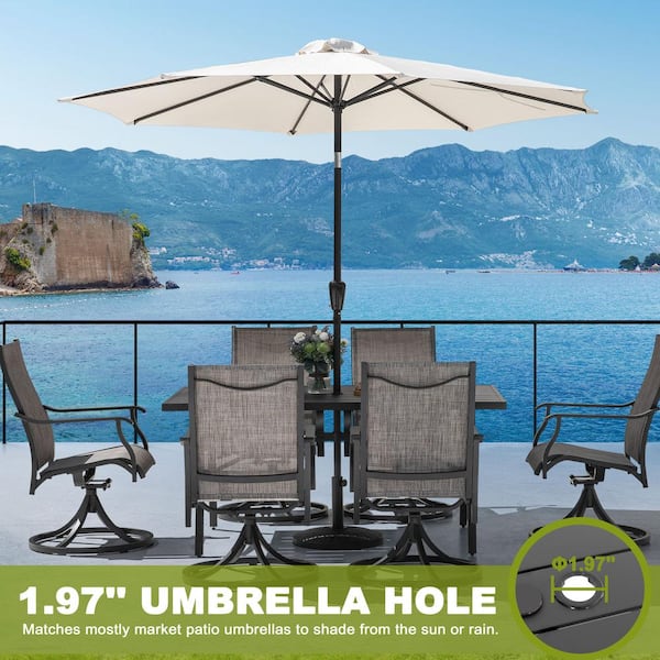 PHI VILLA Black Ergonomic Brown Textilene Metal Outdoor