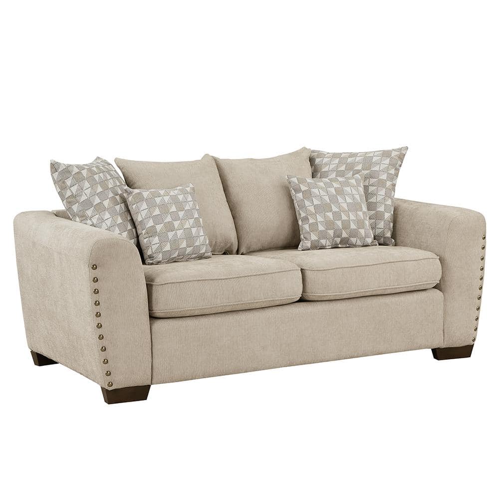 Fleming 70 in. W Light Brown Chenille Loveseat