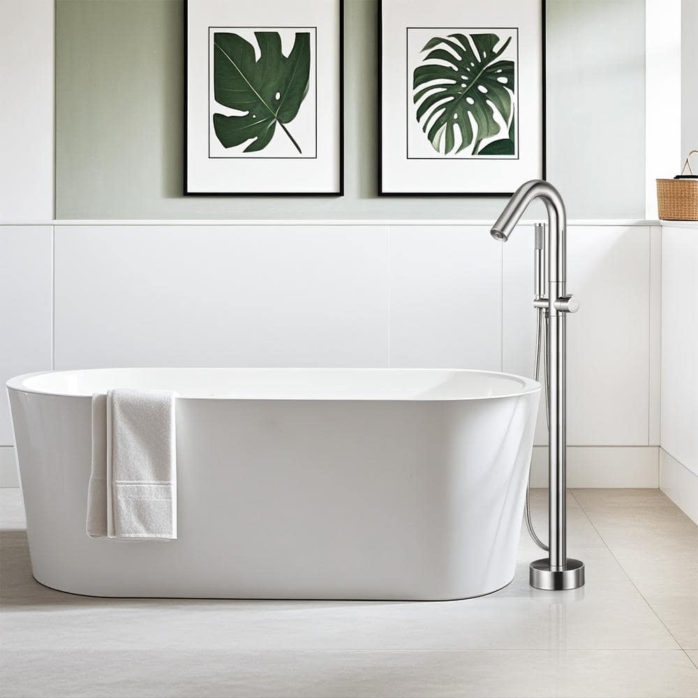 Brushed Nickel Freestanding Tub Faucet with Hand Shower