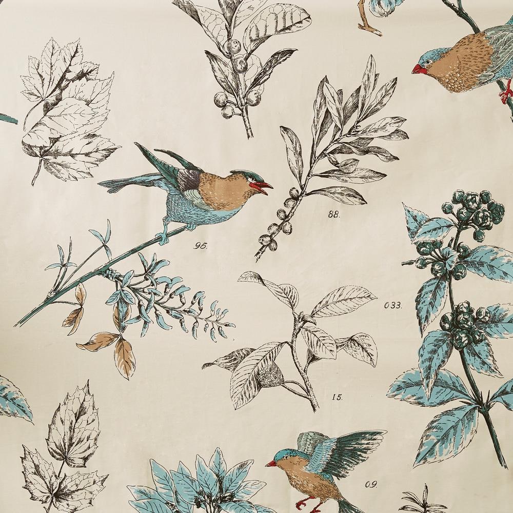 72" Multicolor Cotton Floral Shower Curtain with Birds