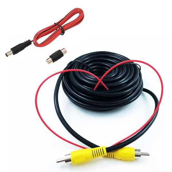 34FT Upgraded RCA Backup Camera Cable with Trigger Wire-Male to Male Extension With Trigger Wire In Black
