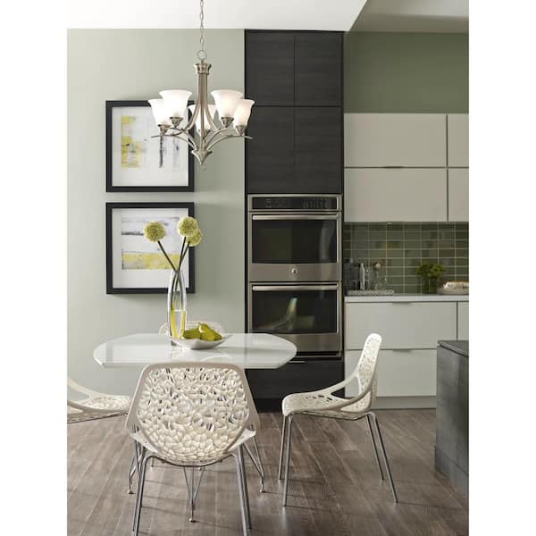 Trinity Collection 5-Light Brushed Nickel Etched Glass Traditional Chandelier Light