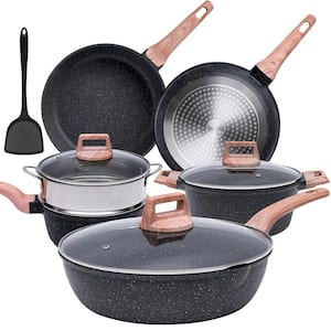 10-Piece Nonstick Ceramic Cookware Set with Lids in Black