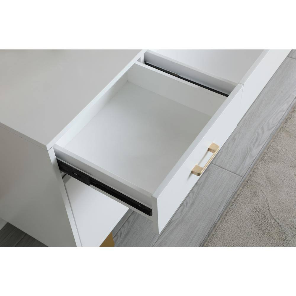 Tyrion Modern White Lacquer Sideboard with Gold Stainless Accents