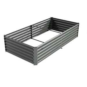 8 ft. L x 4 ft. W x 1.5 ft. H Gray Rectangular Galvanized Steel Raised Garden Bed Above Ground Modular Planter Boxes