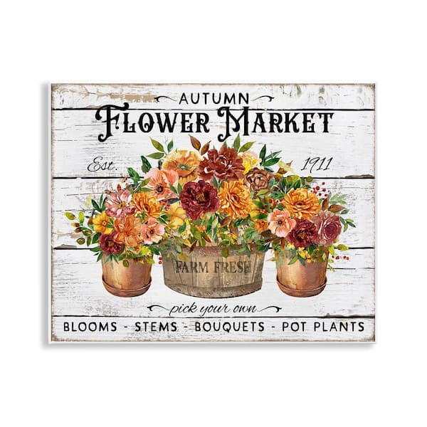 Stupell Industries Autumn Flower Market by Creatif Belle Unframed Nature Graphic Art Print 11 in. x 14 in.