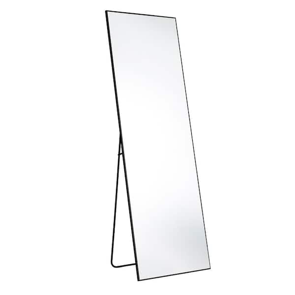 FIRNEWST 21 in. W x 64 in. H Aluminum Alloy Frame Gold Full Body Floor Mirror with Floor Stand and Wall Mounted Hooks