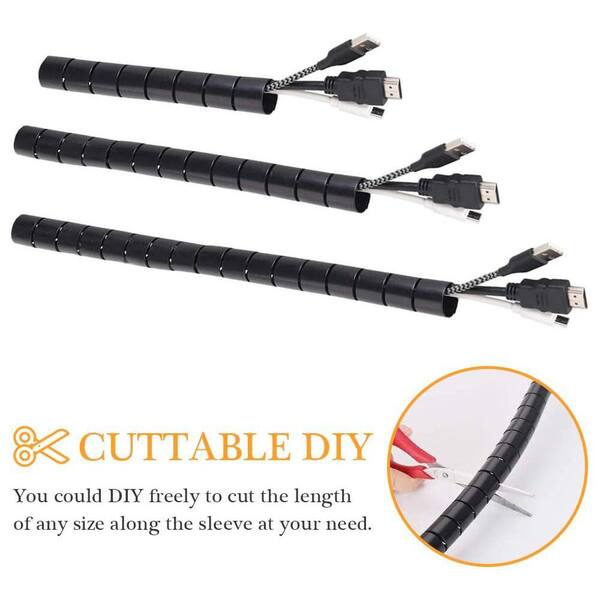 120 Neoprene Cable Management Organizer, Reversible Flexible Cuttable Diy Hole Cord Hider Cover Sleeve Great Ideal For Office Tv Computer Home Desk To Protect Wires 1 120 Neoprene Cable Management Organizer, Reversible Flexible Cuttable Diy Hole Cord Hider Cover Sleeve Great Ideal For Office Tv Computer Home Desk To Protect Wires 1