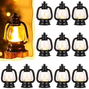 4 in. Halloween Mini Lantern Decorative with LED Candle for Table Centerpiece Decor, Black (12-Pack)