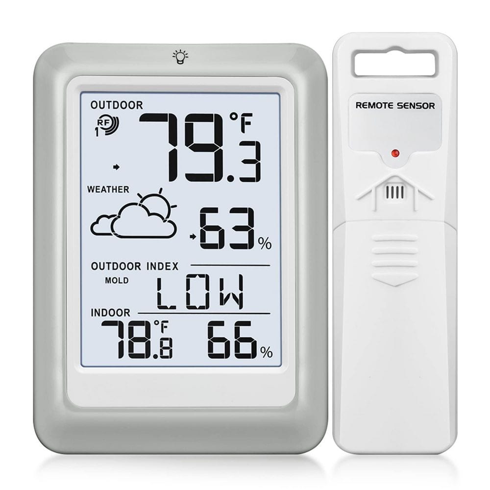 Outdoor Thermometer Hygrometer Wireless Weather Station, Temperature Humidity Monitor Battery Powered Inside price history on PriceWatchPro