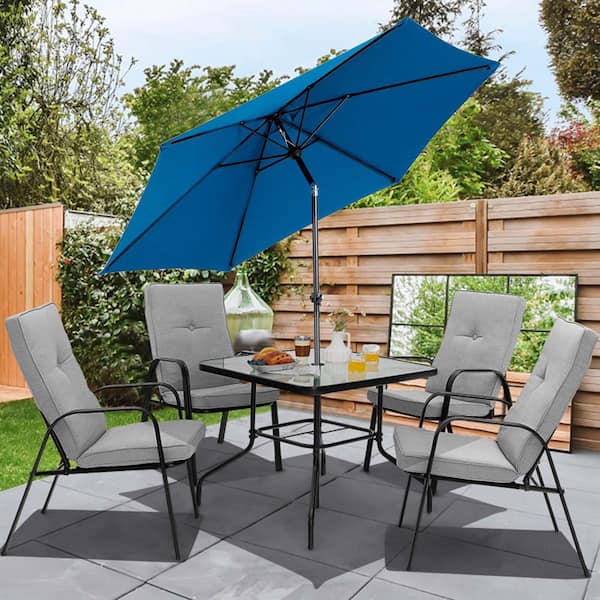 9 ft. Steel Market Tilt Patio Umbrella in Dark Blue