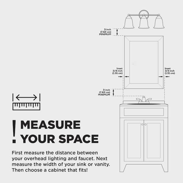 Zenna Home 24 1 2 in. W x 30 1 2 in. H Framed White Recessed Surface Mount Medicine Cabinet with Mirror EWRS2430H