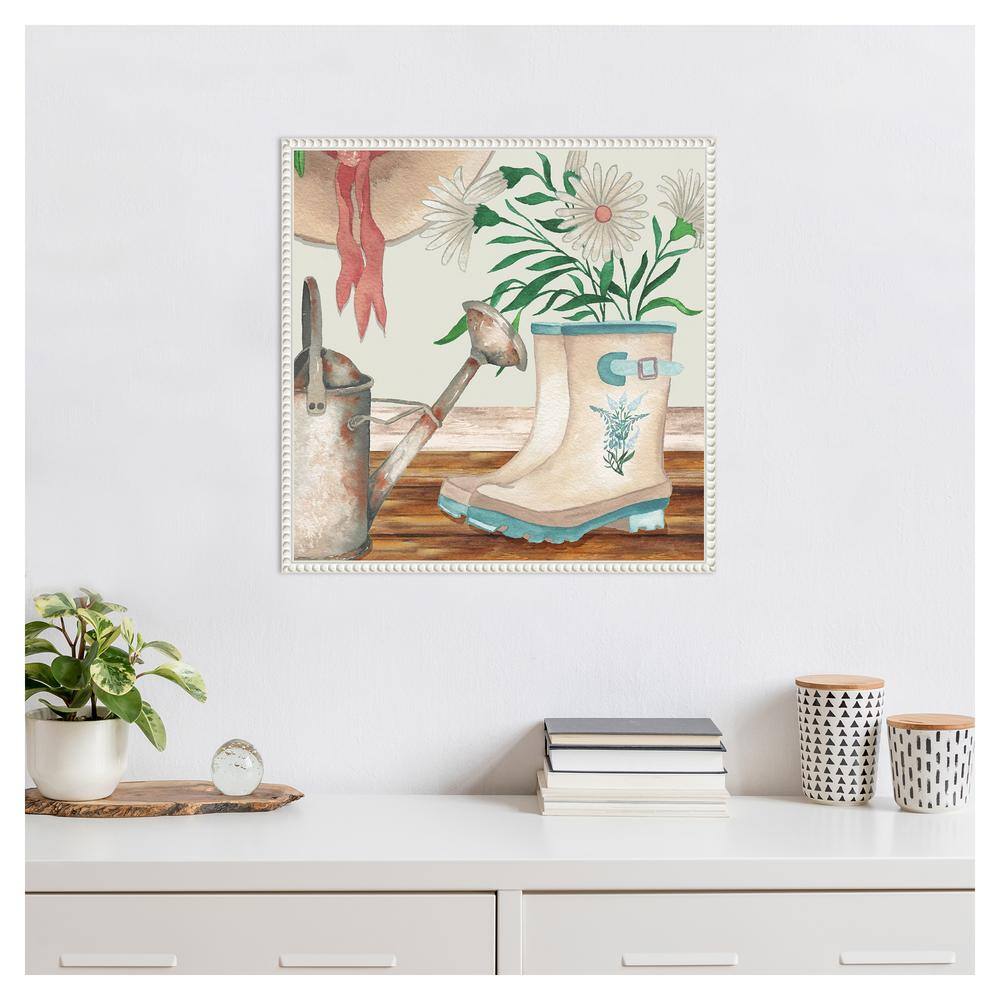 Cottage Garden Scene Canvas Wall Art with Frame