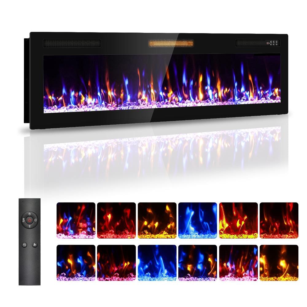 60 in. 1500-Watt Wall-Mounted and Recessed Linear Electric Fireplace Insert with Remote in Black price history on PriceWatchPro