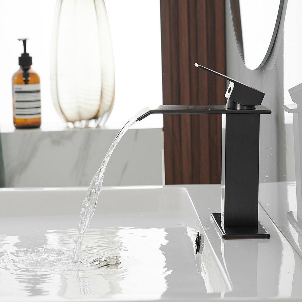 Oil Rubbed Bronze Modern Waterfall Single Hole Bathroom Faucet