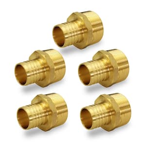 1/2 in. Brass PEX Barb x 3/4 in. Male Pipe Thread Adapter Fitting (5-Pack)