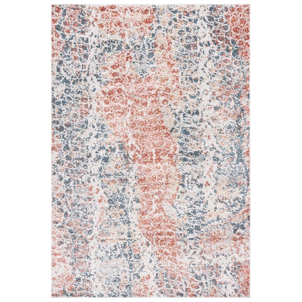 Navy Rust Rug SAFAVIEH Invista 9 ft. x 12 ft. Navy/Rust Distressed High-Low Area Rug ...