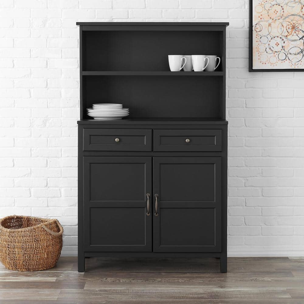 StyleWell Black Wood Transitional Kitchen Pantry (36 in. W x 58 in. H ...