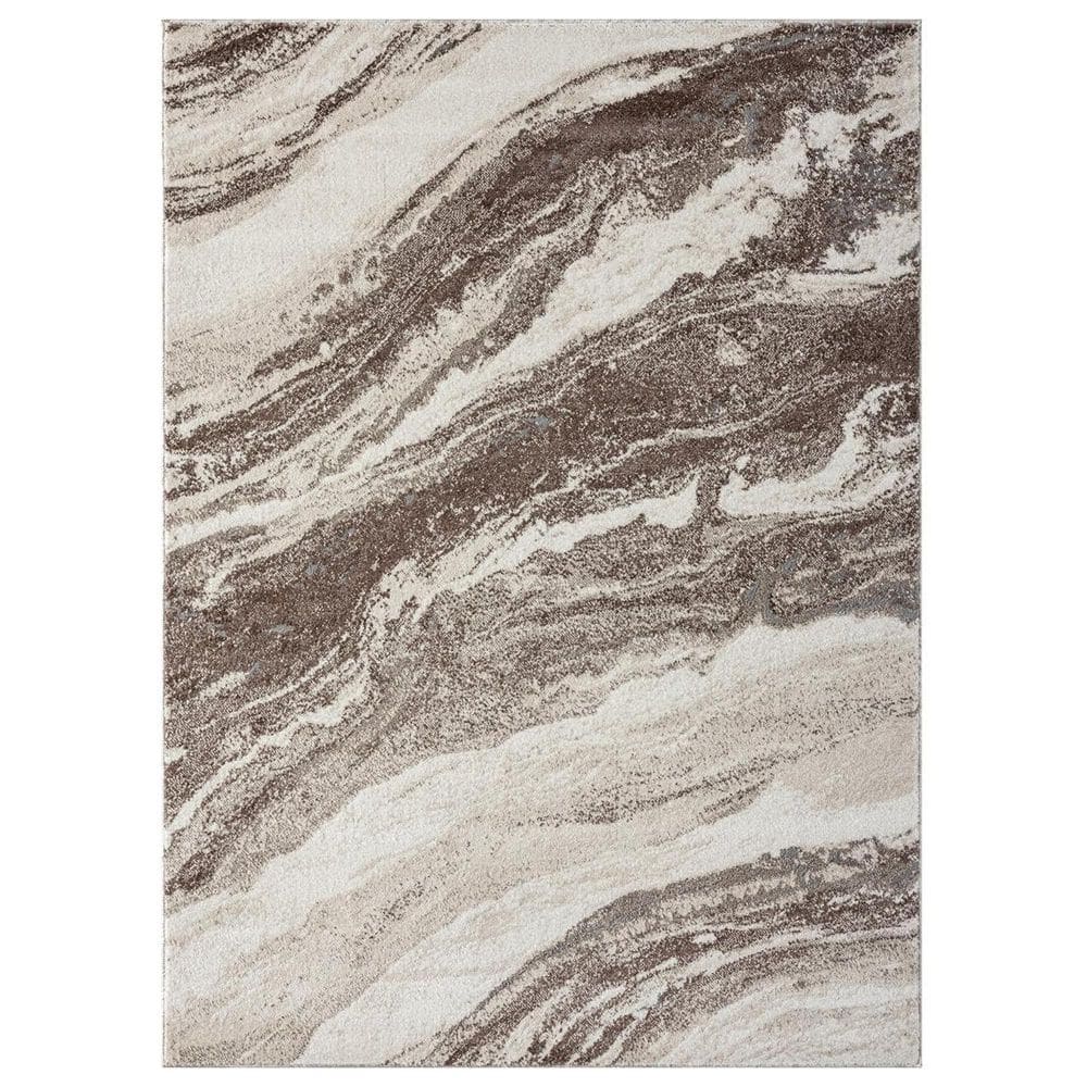 Brown 5 ft. x 7 ft. Abstract Indoor Polypropylene Area Rug