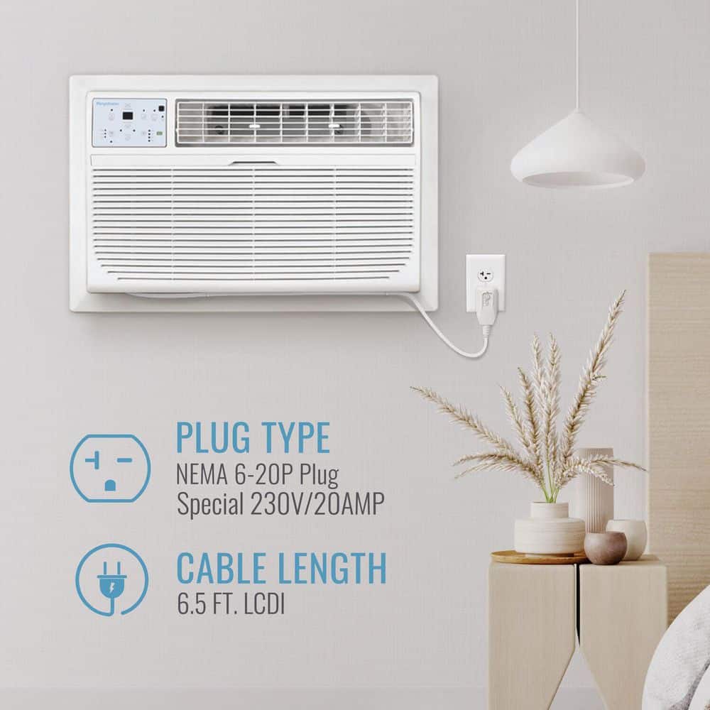 White 10,000 BTU Wall Mounted Air Conditioner with Heater and Remote