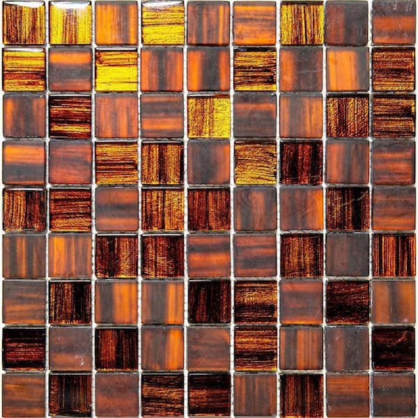 Apollo Tile Brown 11.3 in. x 11.3 in. Polished and Matte Finished Glass Mosaic Tile (4.43 sq. ft./Case)