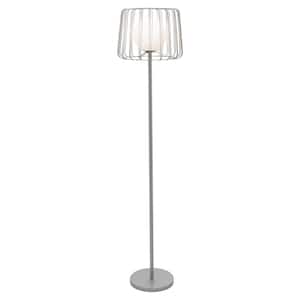 Jalen 62.75 in. Silver-Tone Candlestick Floor Lamp with Glass Globe Shade