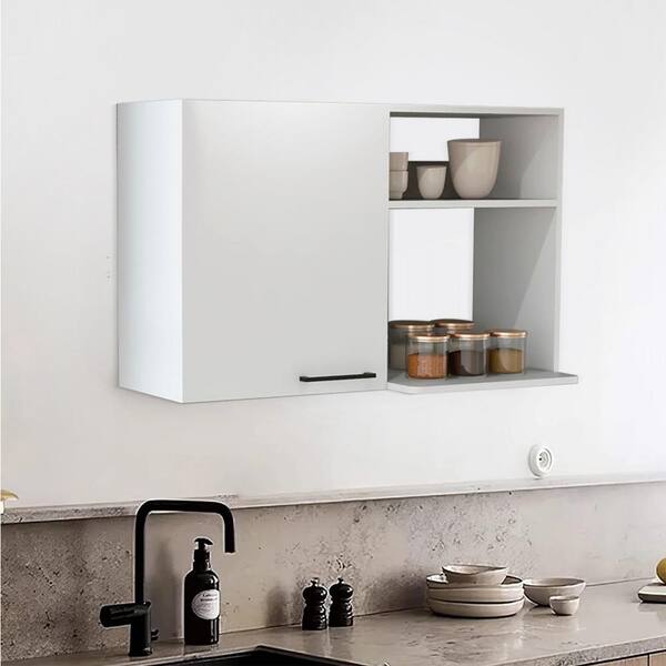 Amucolo 39.37 in. W x 15.75 in. D x 23.62 in. H White Wood Ready to Assemble Wall Kitchen Cabinet