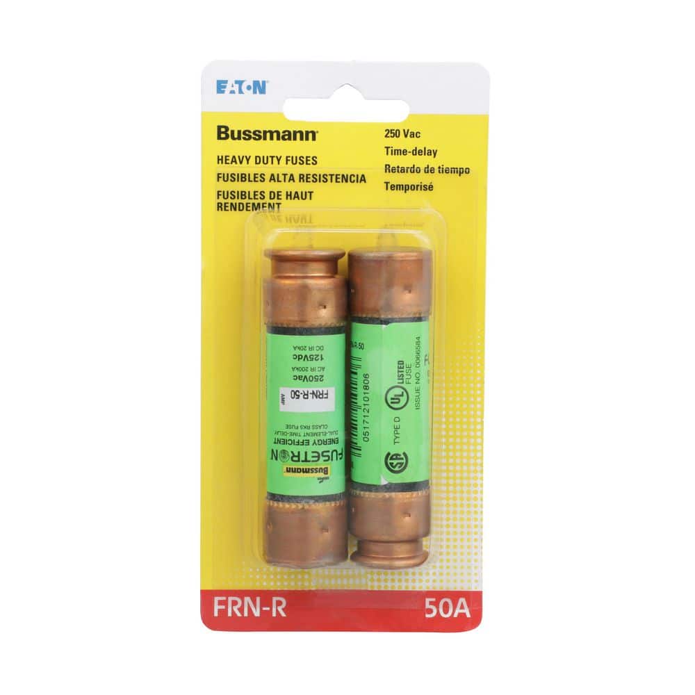 Cooper Bussmann FRN Series 50 Amp Brass Time-Delay Cartridge Fuses (2 ...