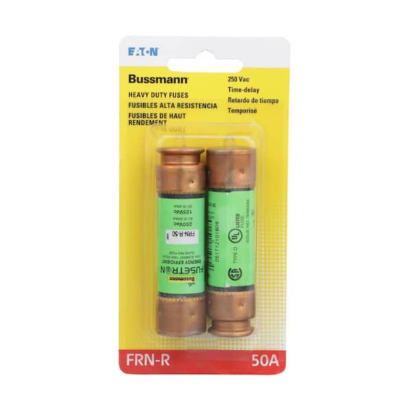 FRN Series 50 Amp Brass Time-Delay Cartridge Fuses (2-Pack)