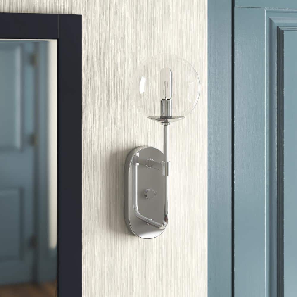 Mid-Century Modern Chrome 16.5" Direct Wired Wall Sconce