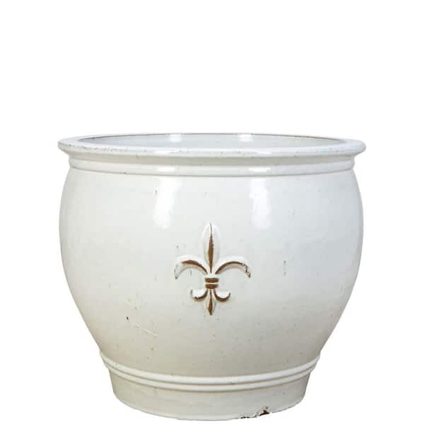 Unbranded 40 Qt. 15 in. White Clay New Orleans Planter