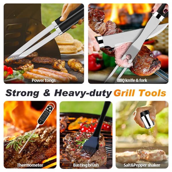 Numhew 26-Piece Black Stainless Steel BBQ Grill Accessories Tools