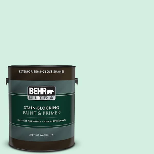 BEHR ULTRA 1 gal. #480C-2 Pastel Jade Semi-Gloss Enamel Exterior Paint & Primer