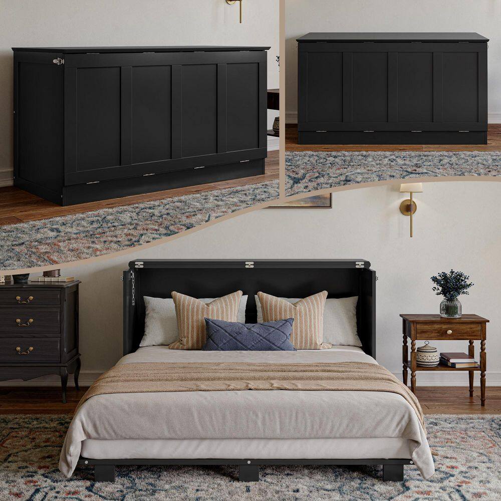 Westfield Black Wood Frame Full Murphy Bed Chest with 6 in. Mattress price history on PriceWatchPro