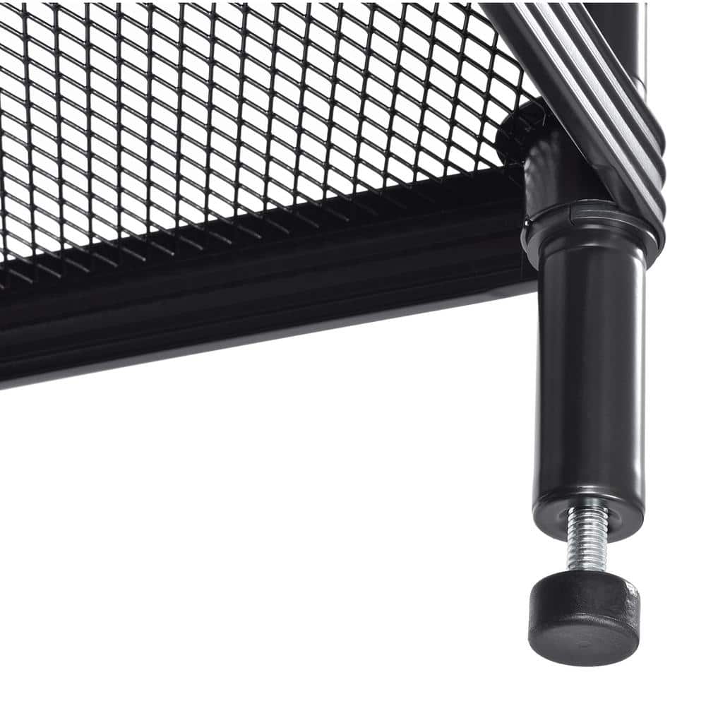 Black Steel Wire Mesh Garment Rack with Ledge
