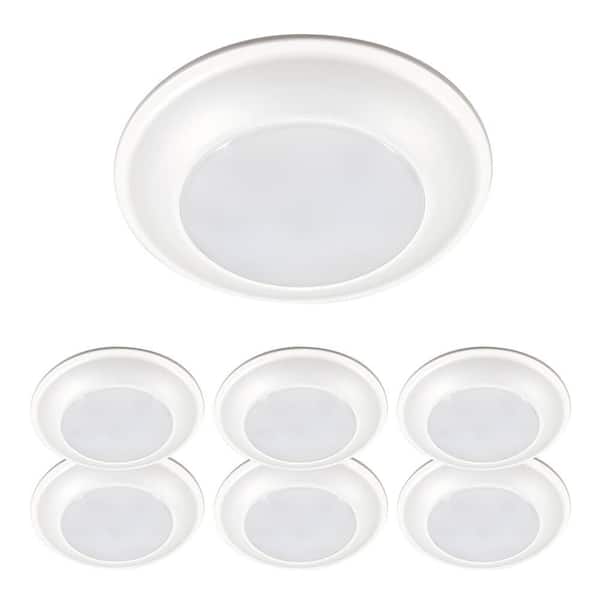 6-Pack HLS 6 in. 3000K Integrated LED Recessed Light Trim Tapered Surface Mount LED Disk Lights (6 Bulk Pack)