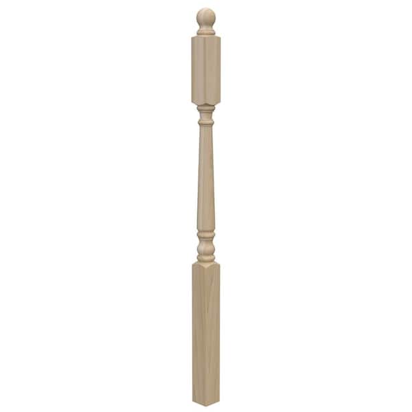 Stair Parts 4015 59 in. x 3 in. Unfinished Poplar Ball Top Landing Newel Post for Stair Remodel